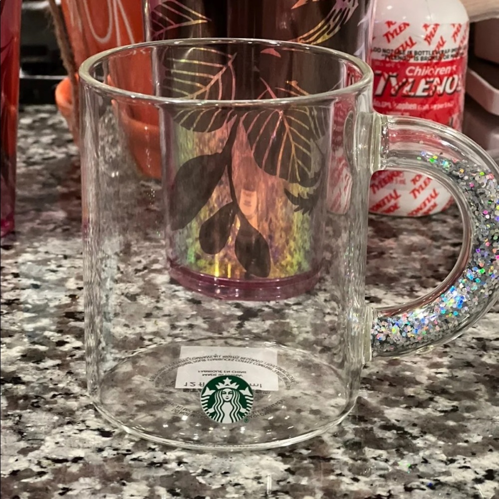 Silver glitter handle mug